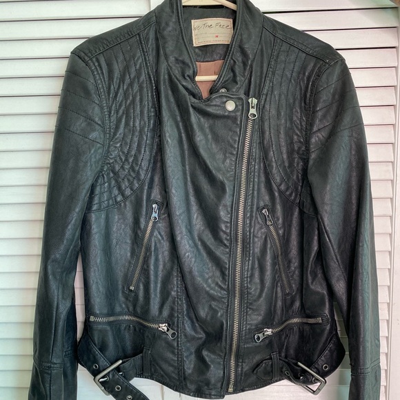 Free people leather black jacket size M